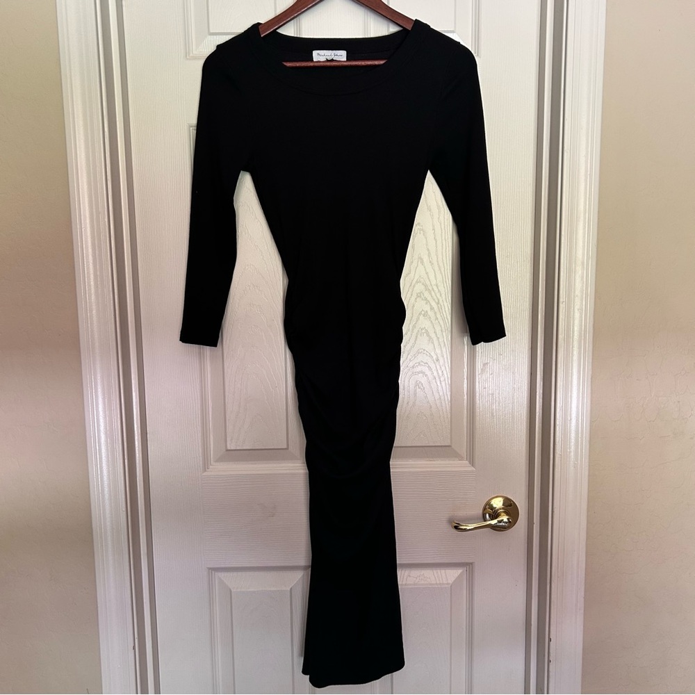 Michael Stars Natalie Midi Stretchy Dress, Black, Small, Fall Autumn